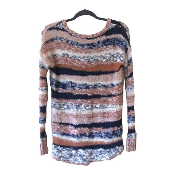 American Eagle Striped Fuzzy Knit Western Boho Pullover Sweater Womens XS Multi - Picture 7 of 8